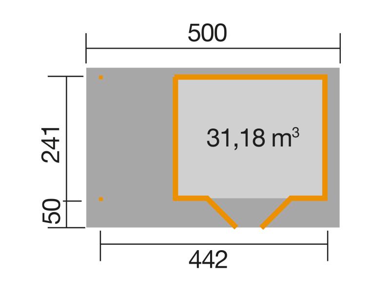 Weka Gartenhaus 126 Plus Gr. 1 mit Anbaudach 150 cm anthrazit