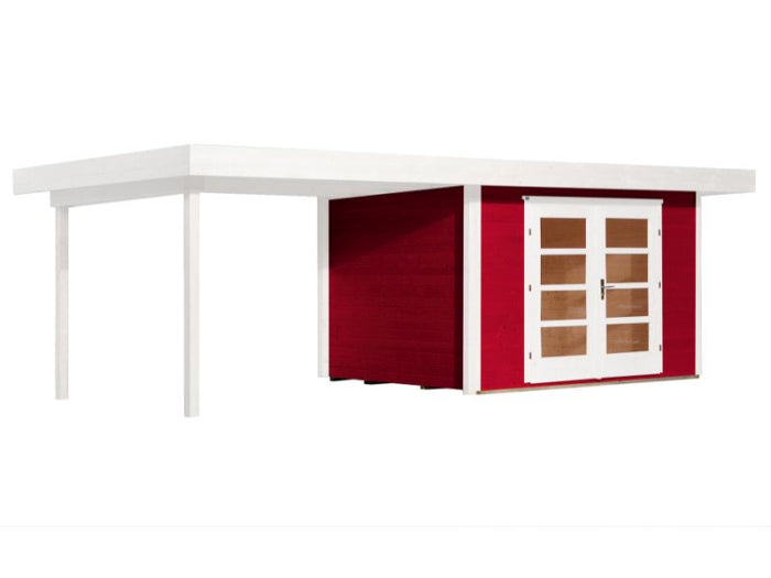 Weka Gartenhaus 126 Plus Gr. 1 schwedenrot mit Anbaudach 300 cm