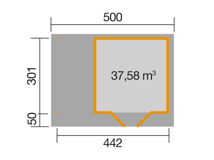 Weka Gartenhaus 126 Plus Gr. 2 anthrazit mit Anbaudach 150 cm