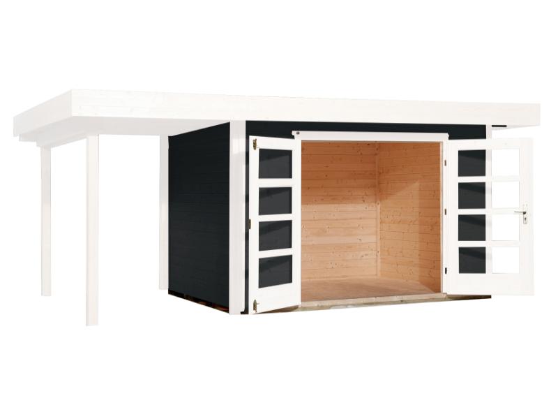 Weka Gartenhaus 126 Plus Gr. 2 anthrazit mit Anbaudach 150 cm