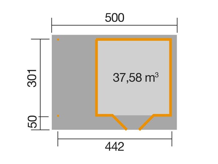 Weka Gartenhaus 126 Plus Gr. 2 grau mit Anbaudach 150 cm