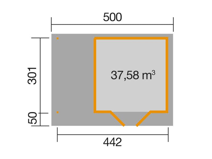 Weka Gartenhaus 126 Plus Gr. 2 schwedenrot mit Anbaudach 150 cm