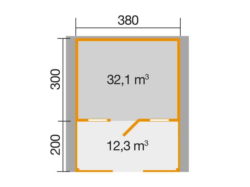Weka Gartenhaus 135 Gr. 1 mit Vordach und Terrasse