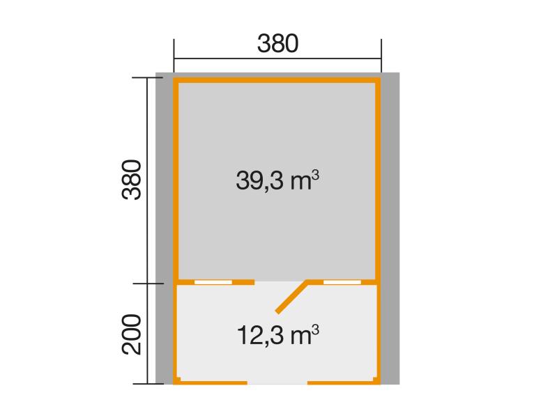 Weka Gartenhaus 135 Gr. 2 mit Vordach und Terrasse