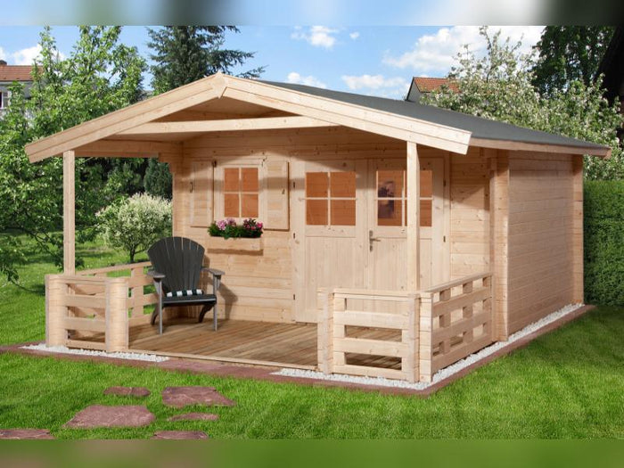 Weka Gartenhaus 136 Gr. 1 mit Vordach und Terrasse