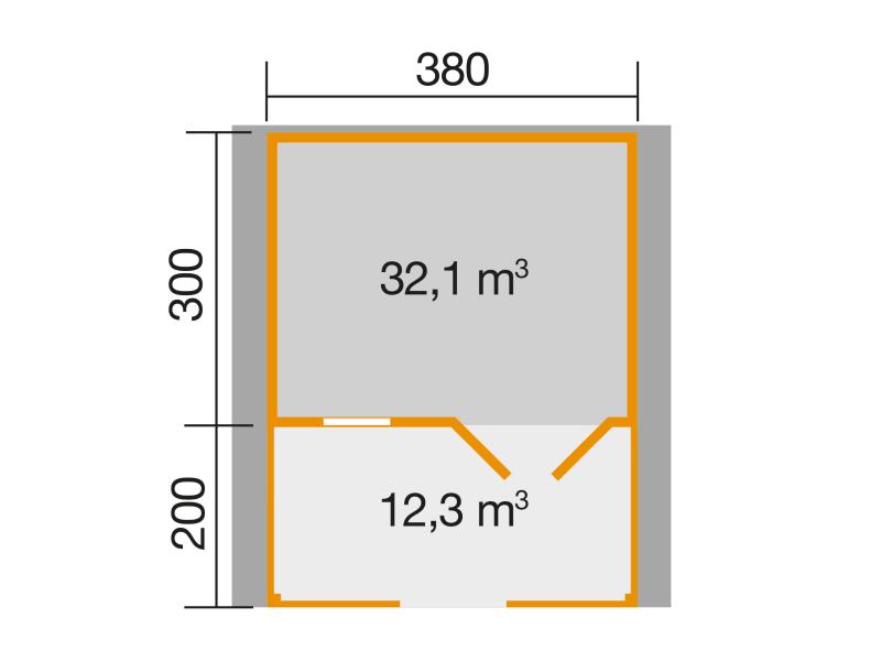 Weka Gartenhaus 136 Gr. 1 mit Vordach und Terrasse