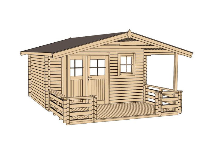 Weka Gartenhaus 136 Gr. 1 mit Vordach und Terrasse
