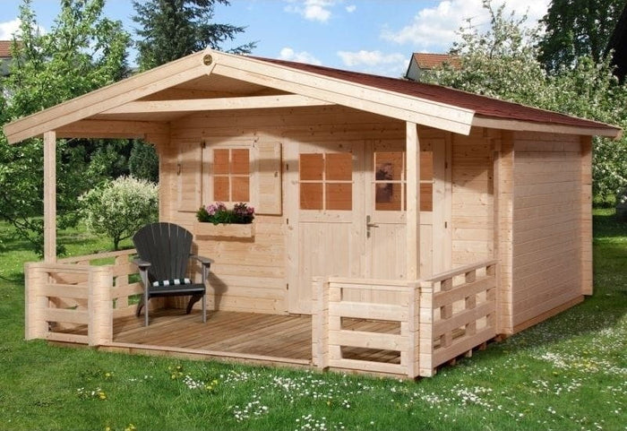 Weka Gartenhaus 136 Gr. 2 mit Vordach und Terrasse