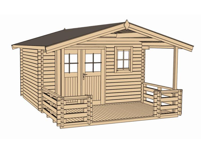 Weka Gartenhaus 136 Gr. 2 mit Vordach und Terrasse