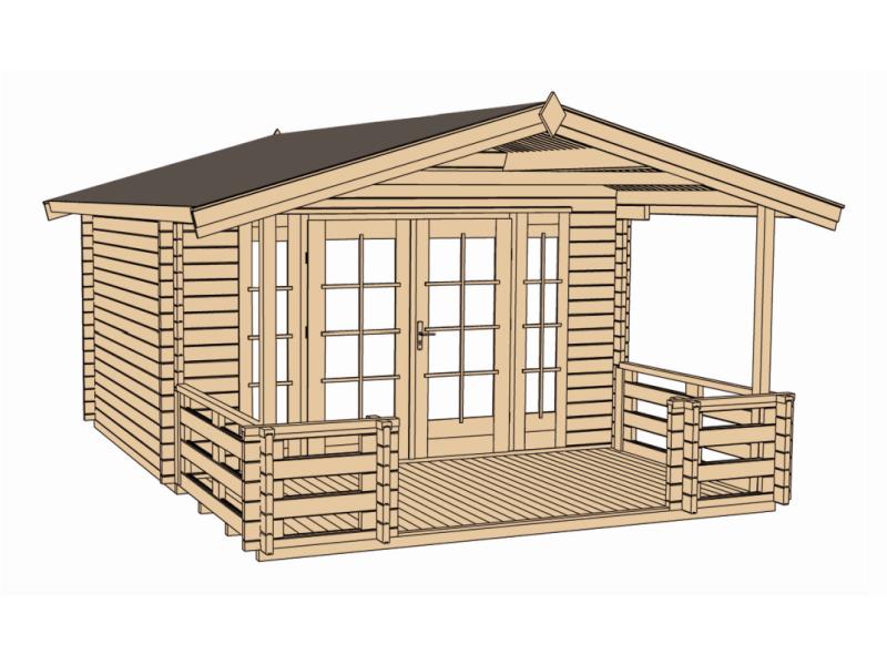 Weka Gartenhaus 137 Gr 2 mit Vordach und Terrasse