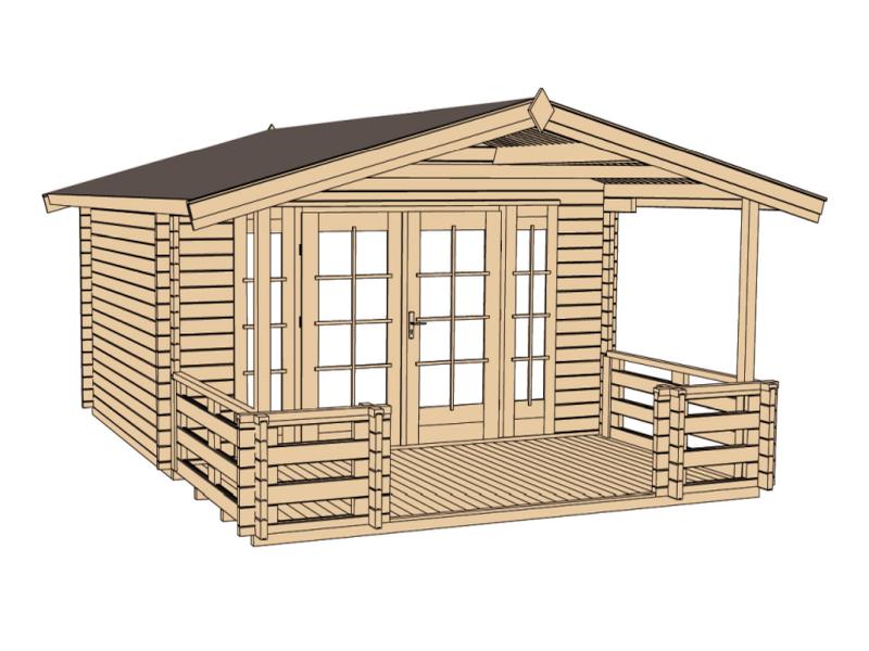 Weka Gartenhaus 137 Gr. 1 mit Vordach und Terrasse
