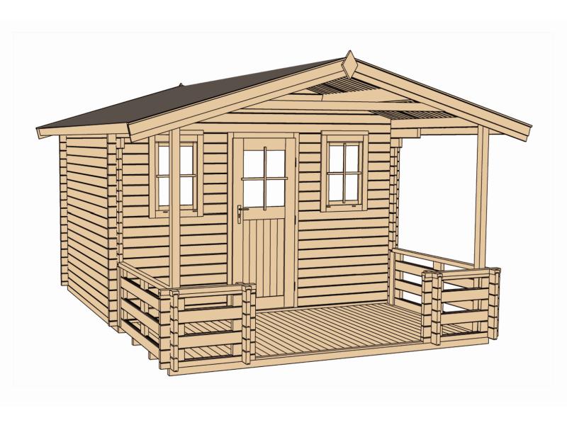 Weka Gartenhaus 138 Gr. 1 mit Vordach und Terrasse