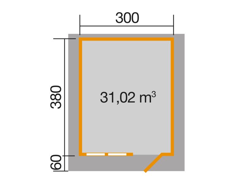Weka Gartenhaus 139 Gr. 3 Vordach 60 cm