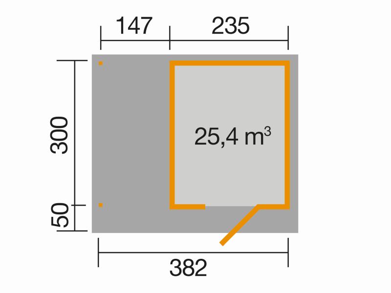 Weka Gartenhaus 172 Größe 2 anthrazit mit Anbaudach 147 cm