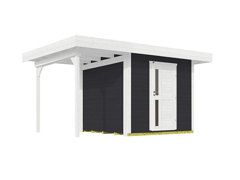 Weka Gartenhaus 172 Größe 2 anthrazit mit Anbaudach 147 cm