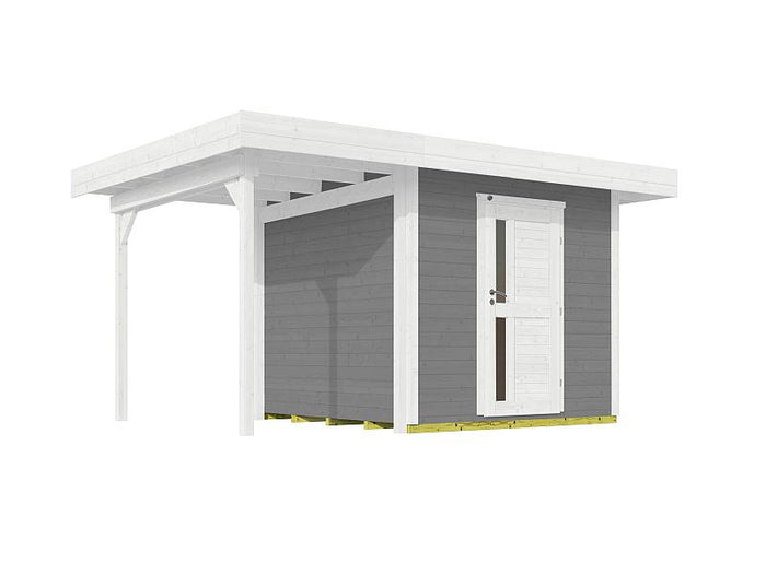 Weka Gartenhaus 172 Größe 2 grau mit Anbaudach 147 cm