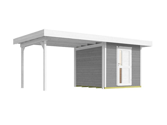 Weka Gartenhaus 172 Größe 2 grau mit Anbaudach 295 cm