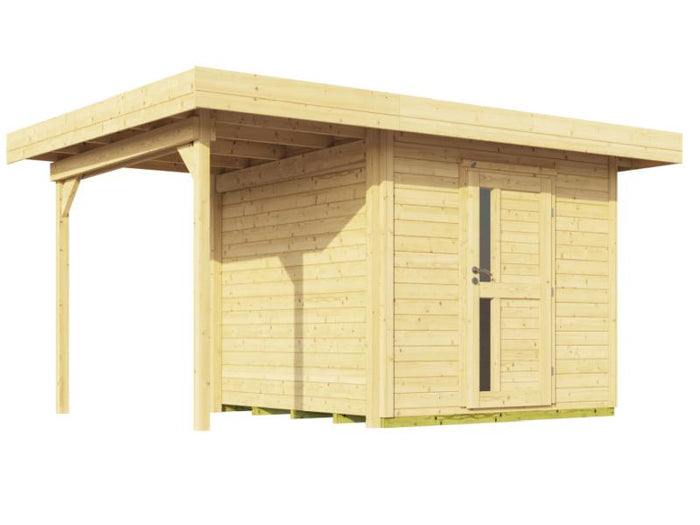 Weka Gartenhaus 172 Größe 2 natur mit Anbaudach 147 cm