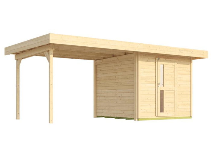 Weka Gartenhaus 172 Größe 2 natur mit Anbaudach 295 cm