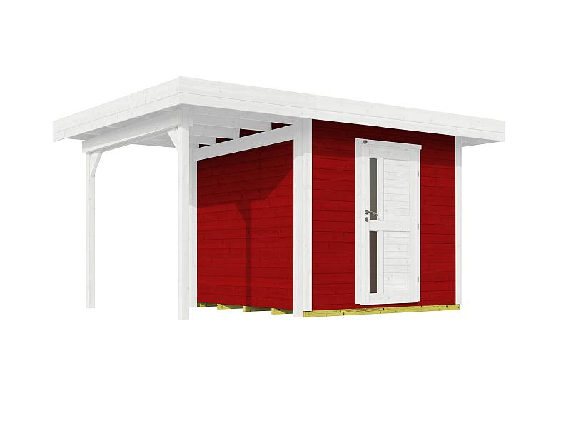 Weka Gartenhaus 172 Größe 2 schwedenrot mit Anbaudach 147 cm