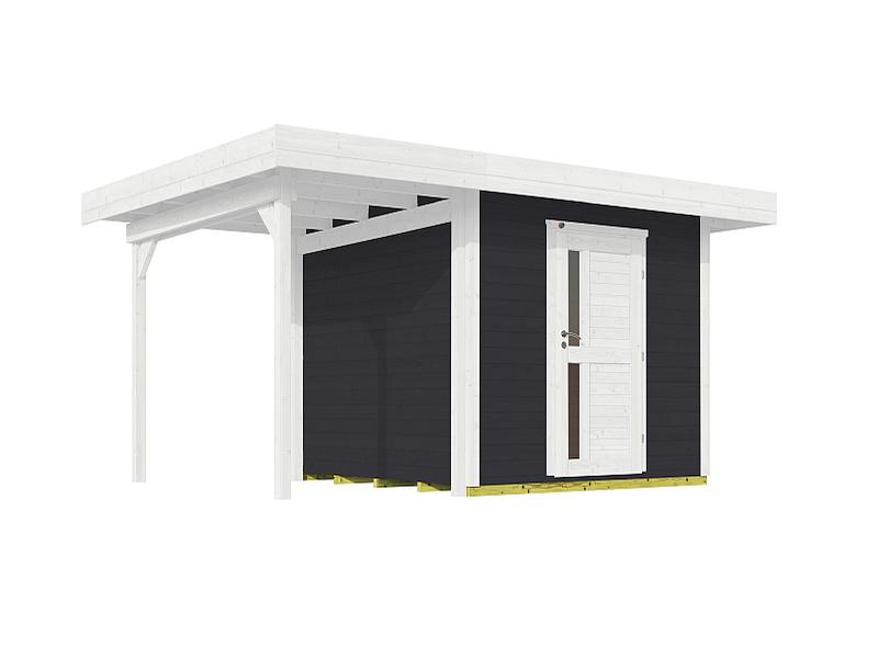 Weka Gartenhaus 172A Größe 1 anthrazit mit Anbaudach 147 cm