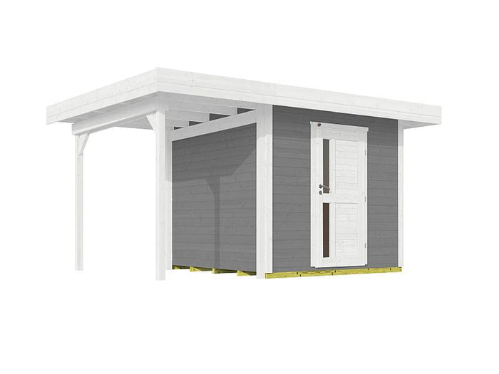 Weka Gartenhaus 172A Größe 1 grau mit Anbaudach 147 cm
