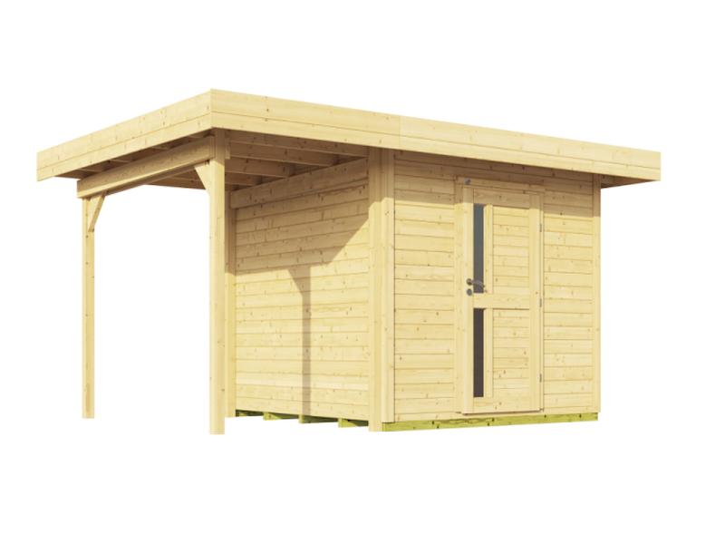 Weka Gartenhaus 172A Größe 1 natur mit Anbaudach 147 cm