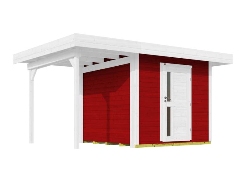 Weka Gartenhaus 172A Größe 1 schwedenrot mit Anbaudach 147 cm