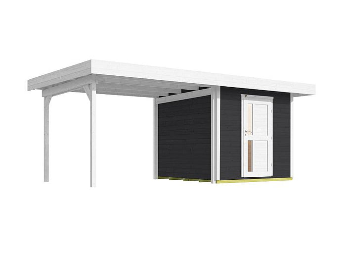 Weka Gartenhaus 172B Größe 1 anthrazit mit Anbaudach 295 cm