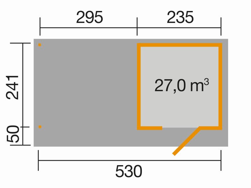Weka Gartenhaus 172B Größe 1 anthrazit mit Anbaudach 295 cm