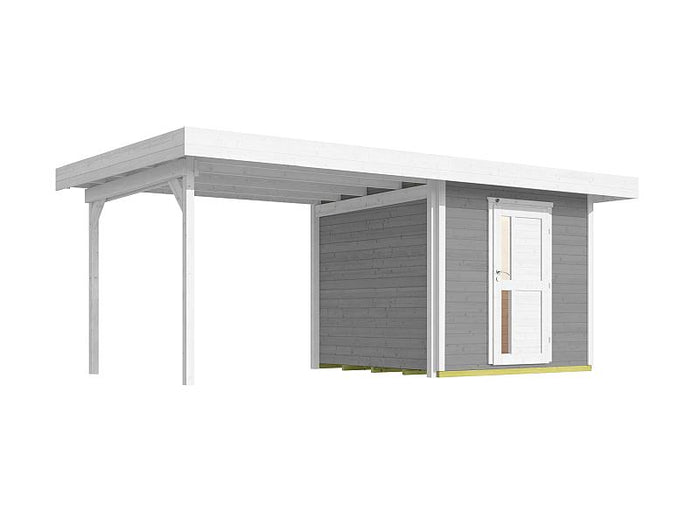 Weka Gartenhaus 172B Größe 1 grau mit Anbaudach 295 cm
