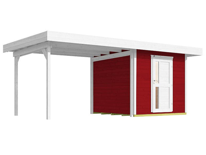 Weka Gartenhaus 172B Größe 1 schwedenrot mit Anbaudach 295 cm