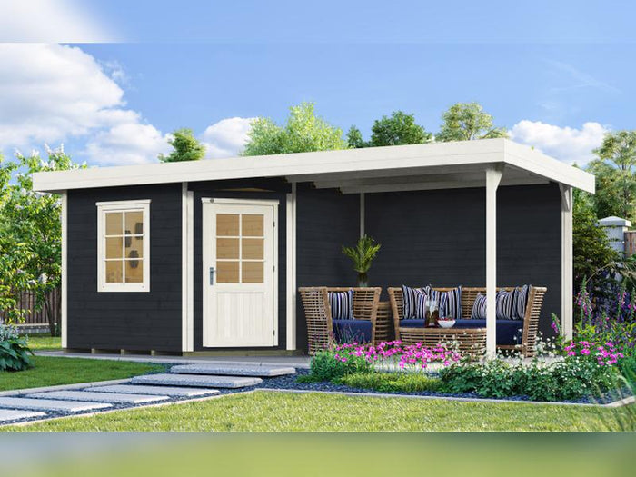 Weka Gartenhaus 213 Plus Gr 1 anthrazit Anbau 300 cm