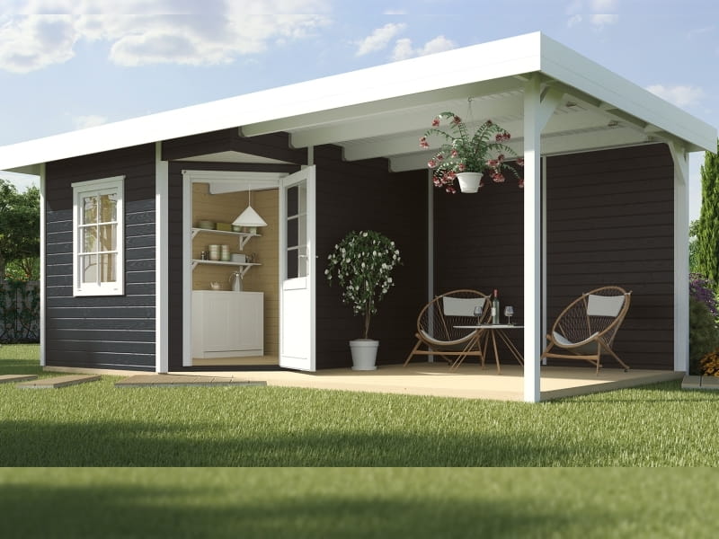 Weka Gartenhaus 213 Plus Gr 1 anthrazit Anbau 300 cm
