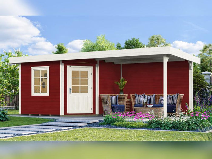 Weka Gartenhaus 213 Plus Gr 1 schwedenrot Anbau 300 cm