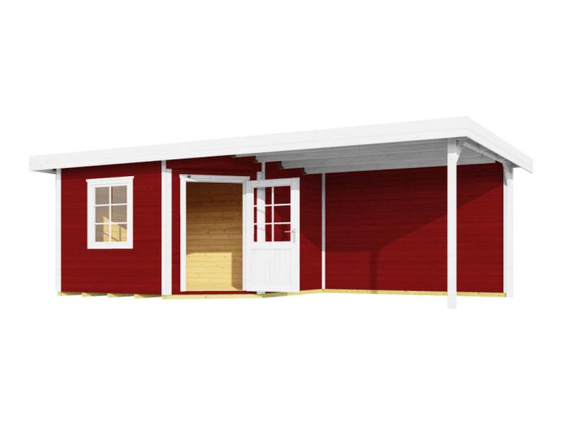 Weka Gartenhaus 213 Plus Gr 1 schwedenrot Anbau 300 cm