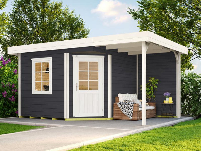 Weka Gartenhaus 213 Plus Gr 2 anthrazit Anbau 150 cm