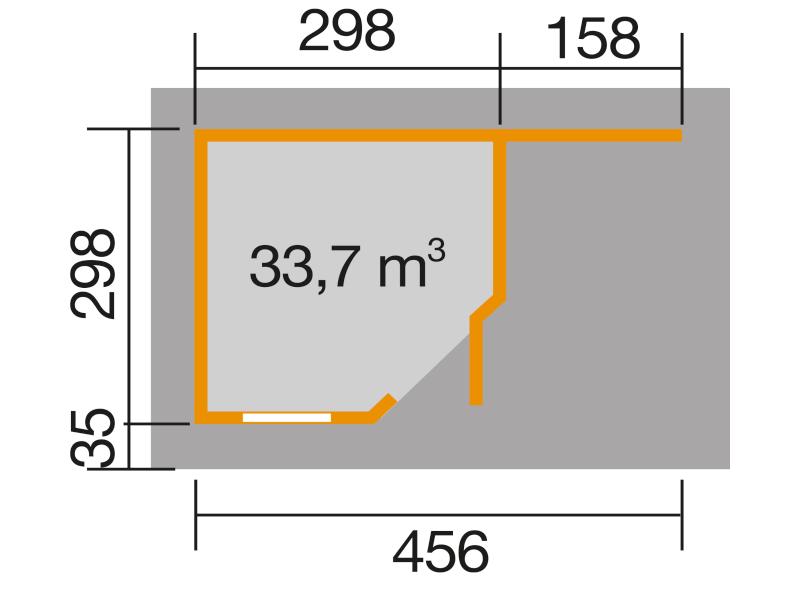Weka Gartenhaus 213 Plus Gr 2 anthrazit Anbau 150 cm