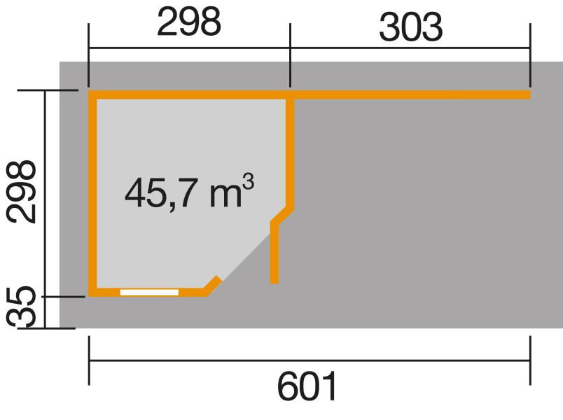 Weka Gartenhaus 213 Plus Gr 2 anthrazit Anbau 300 cm