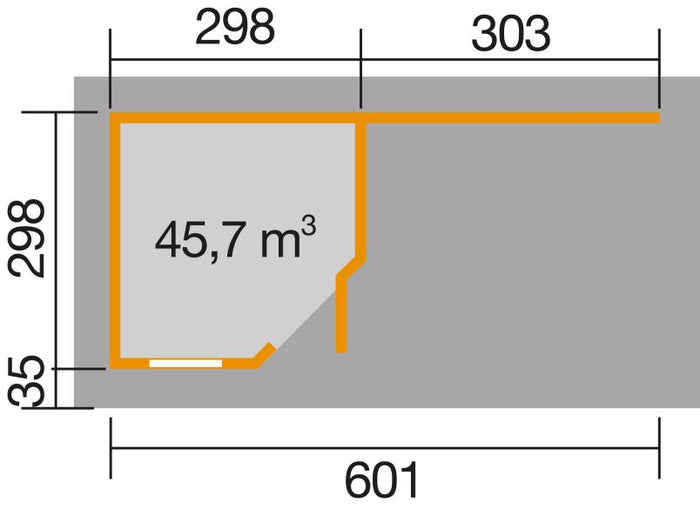 Weka Gartenhaus 213 Plus Gr 2 anthrazit Anbau 300 cm