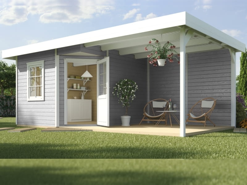 Weka Gartenhaus 213 Plus Gr 2 grau Anbau 300 cm