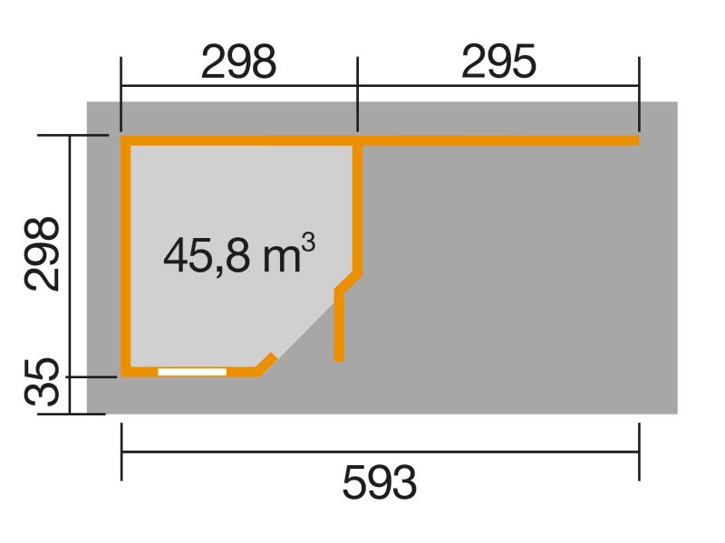 Weka Gartenhaus 213 Plus Gr 2 natur Anbau 300 cm