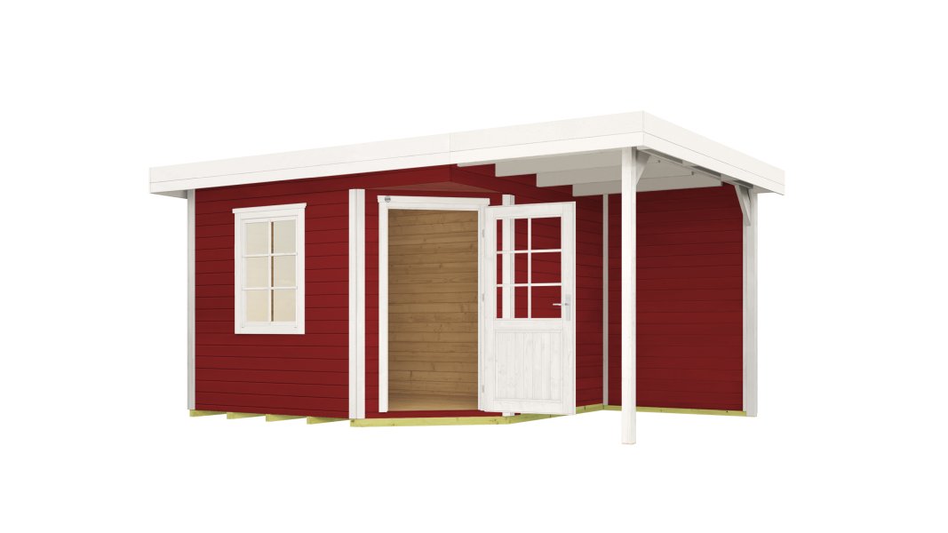 Weka Gartenhaus 213 Plus Gr 2 schwedenrot Anbau 150 cm