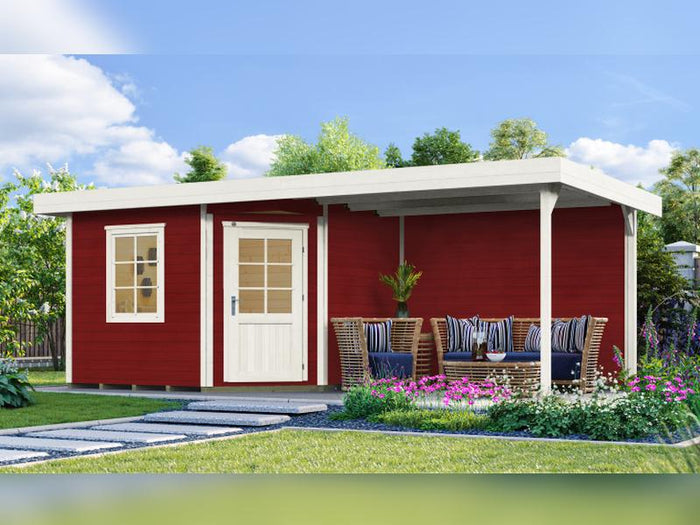 Weka Gartenhaus 213 Plus Gr 2 schwedenrot Anbau 300 cm