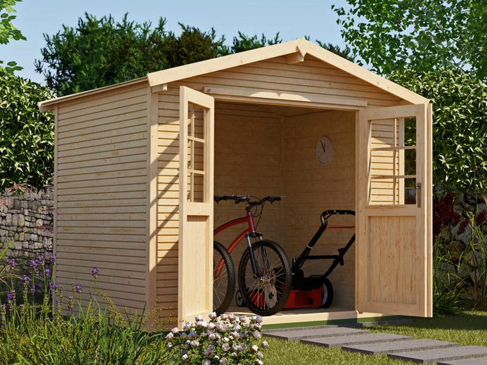 Weka Gartenhaus 218 Größe 1 mit Doppeltür 28 mm wekaLine natur