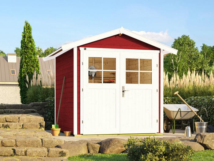 Weka Gartenhaus 224 Größe 1 mit Doppeltür schwedenrot