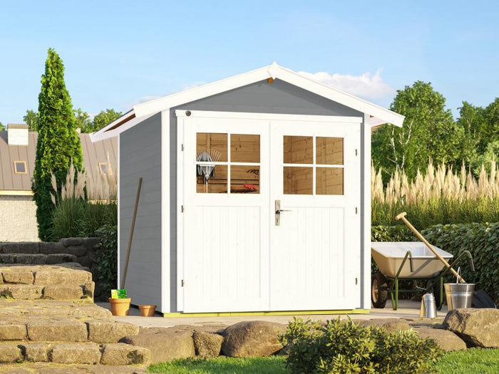 Weka Gartenhaus 224 Größe 1 mit Doppeltür grau