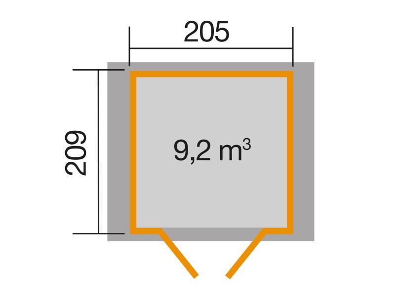 Weka Gartenhaus 224 Größe 1 mit Doppeltür grau