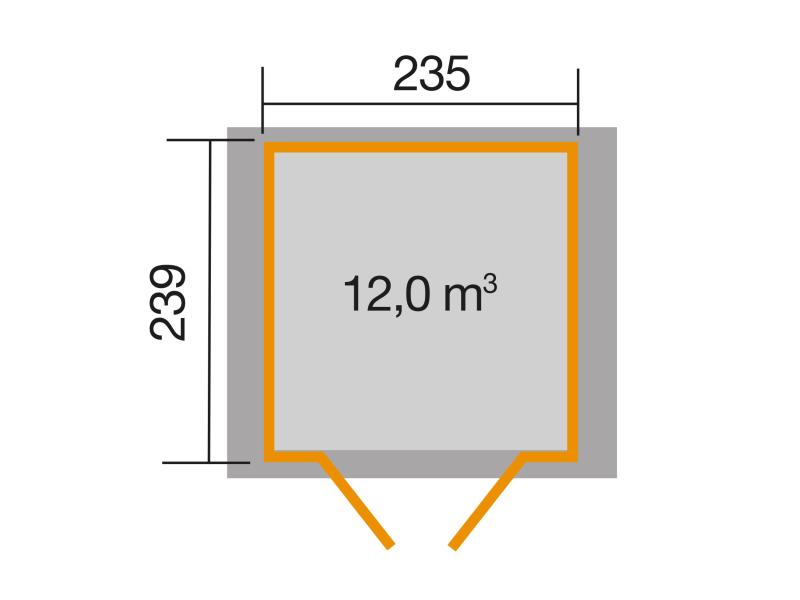 Weka Gartenhaus 224 Größe 3 mit Doppeltür grau