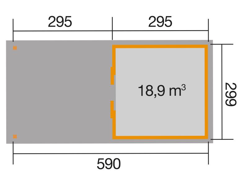 Weka Gartenhaus 225 Gr. 2 und Anbaudach 300 cm